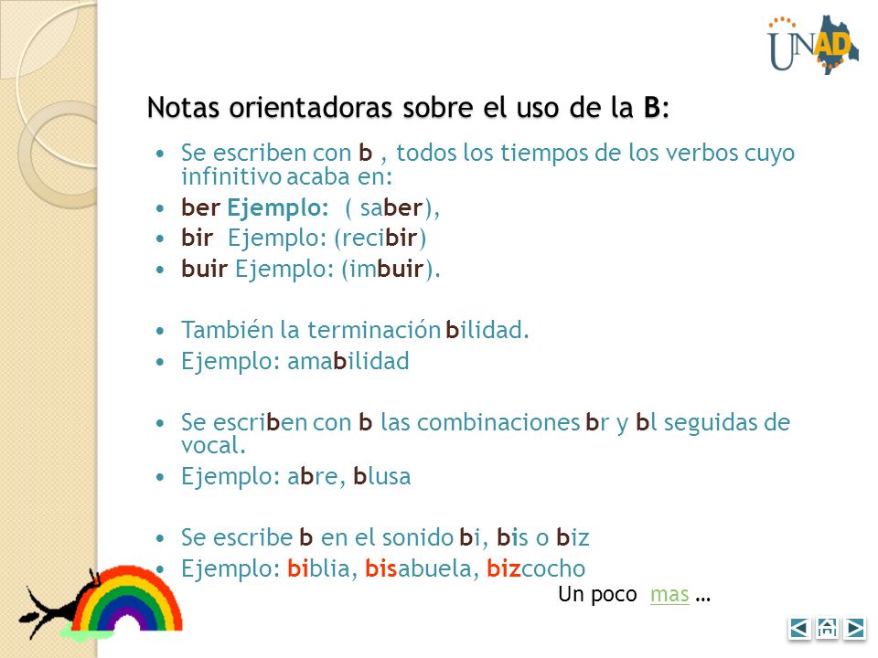Notas orientadoras sobre el uso de la B: