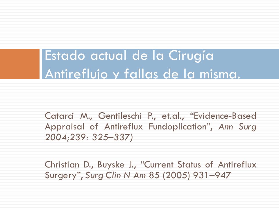 Estado actual de la Cirugía Antireflujo y fallas de la misma.