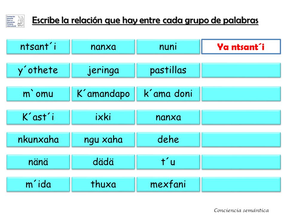 Escribe la relación que hay entre cada grupo de palabras
