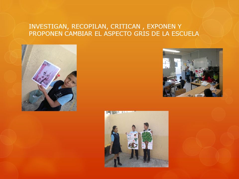 INVESTIGAN, RECOPILAN, CRITICAN , EXPONEN Y PROPONEN CAMBIAR EL ASPECTO GRIS DE LA ESCUELA