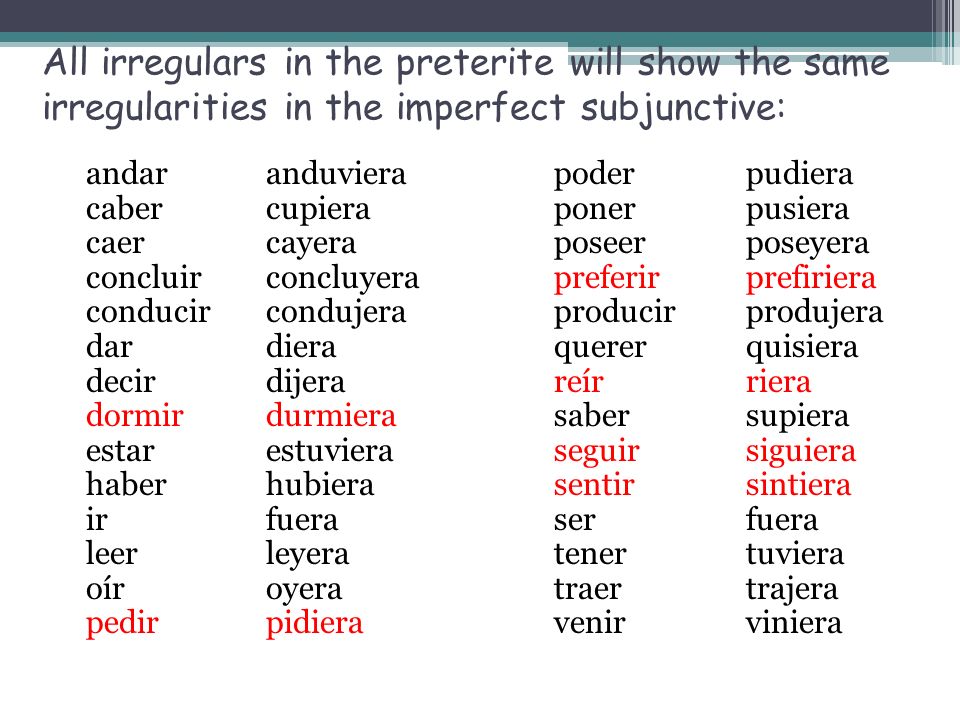 All irregulars in the preterite will show the same irregularities in the imperfect subjunctive: