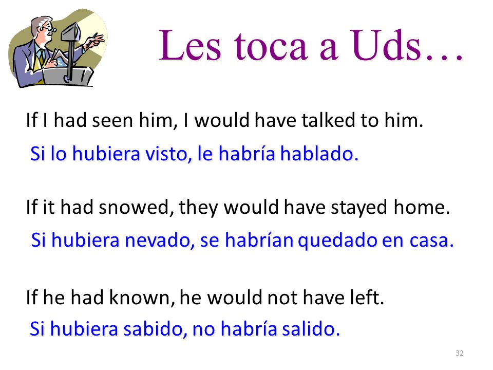 Les toca a Uds… If I had seen him, I would have talked to him.