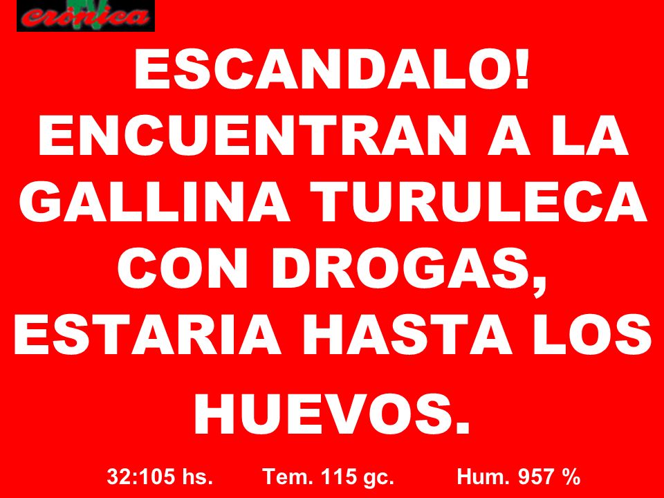 ESCANDALO! ENCUENTRAN A LA GALLINA TURULECA CON DROGAS, ESTARIA HASTA LOS