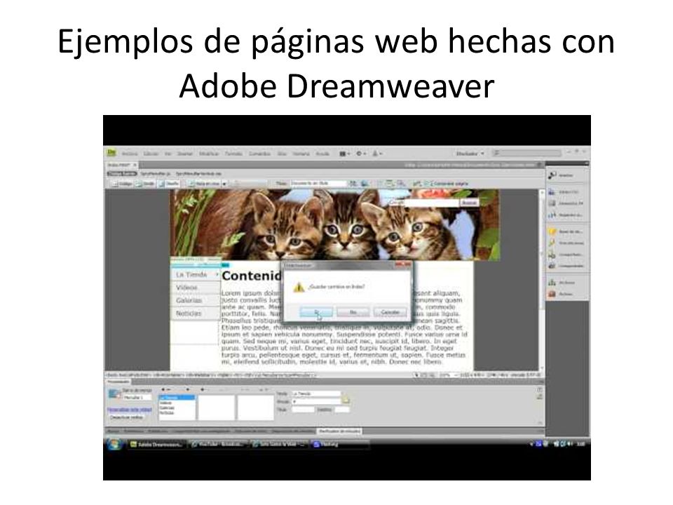 Ejemplos de páginas web hechas con Adobe Dreamweaver