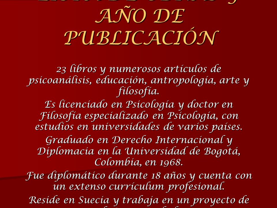 LISTA DE OBRAS Y AÑO DE PUBLICACIÓN