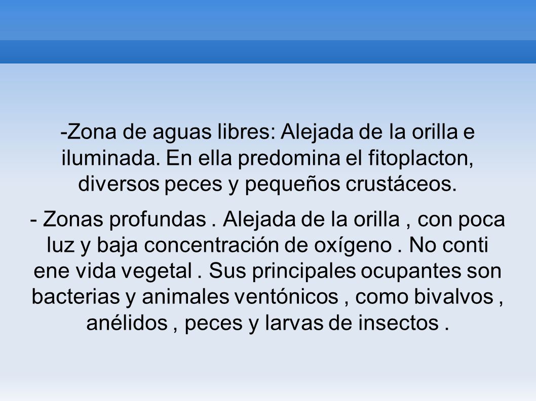 -Zona de aguas libres: Alejada de la orilla e iluminada
