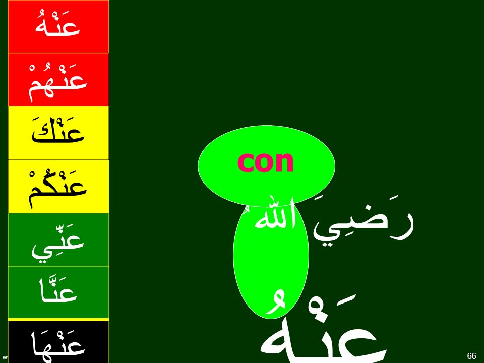 رَضِيَ الله ُ عَنْهُ عَنْهُ عَنْهُمْ عَنْكَ عَنْكُمْ عَنِّي عَنَّا