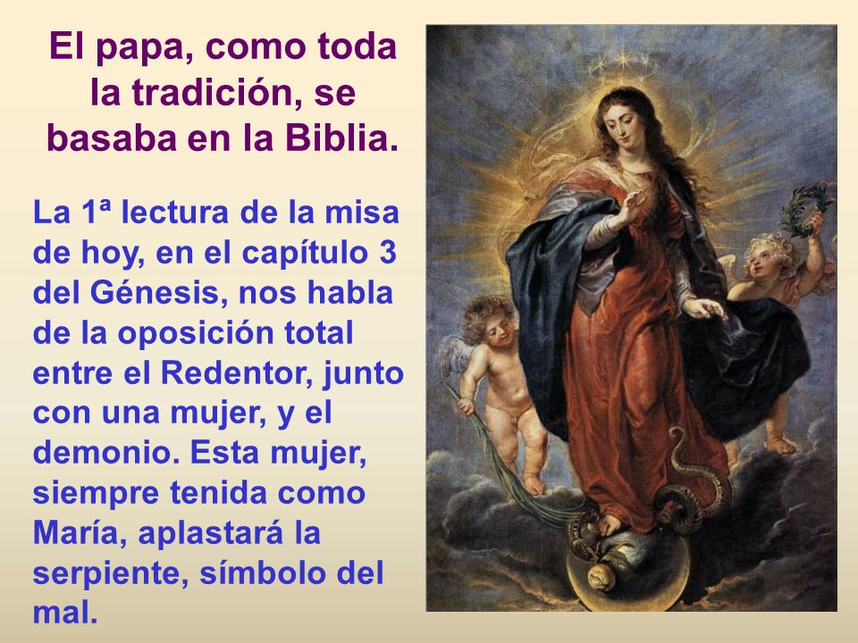 El papa, como toda la tradición, se basaba en la Biblia.