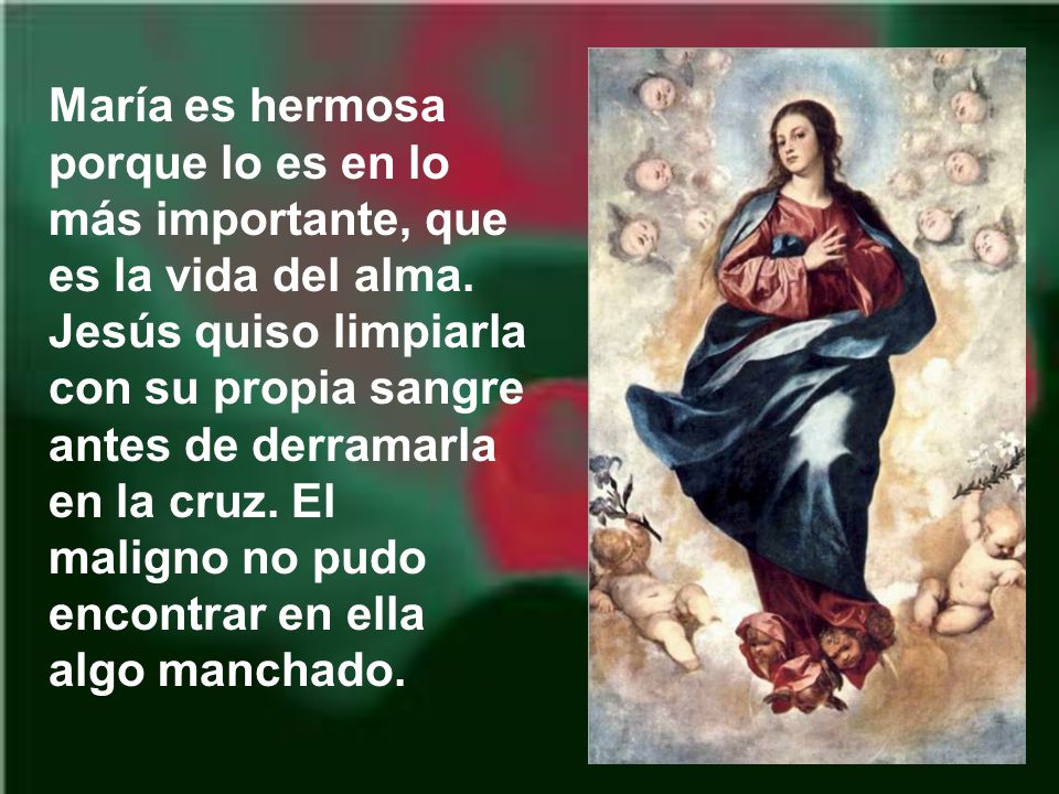 María es hermosa porque lo es en lo más importante, que es la vida del alma.