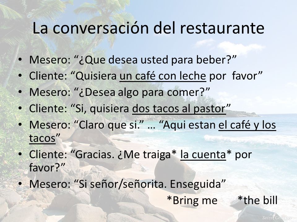 La conversación del restaurante