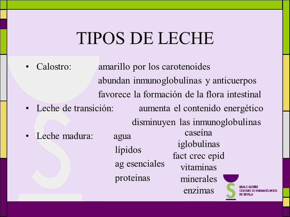 TIPOS DE LECHE Calostro: amarillo por los carotenoides