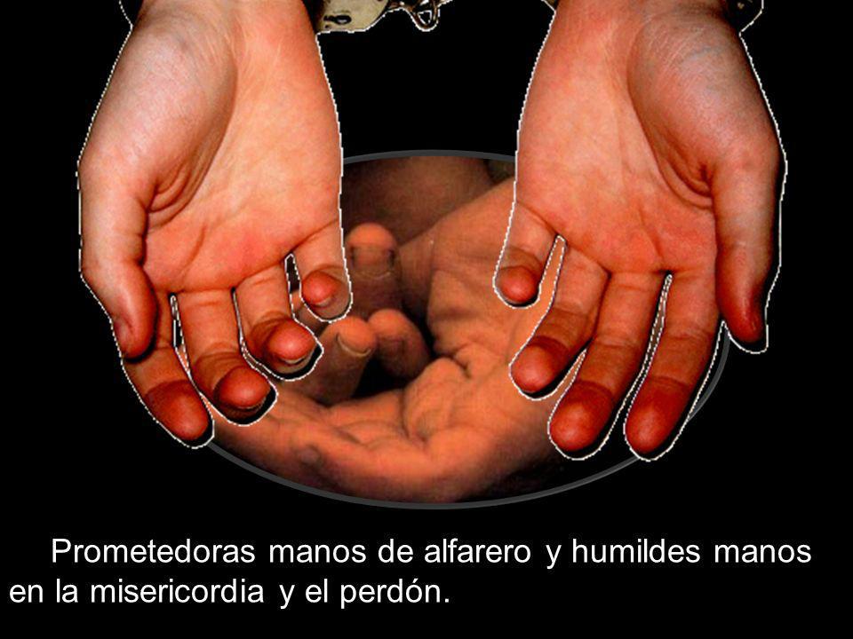 Prometedoras manos de alfarero y humildes manos en la misericordia y el perdón.