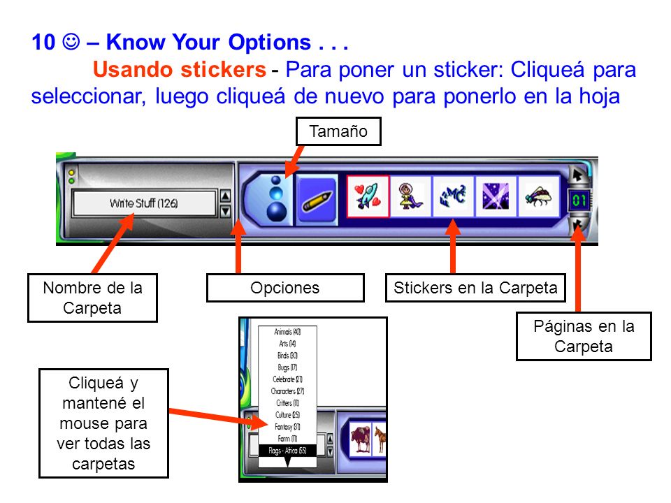 Cliqueá y mantené el mouse para ver todas las carpetas