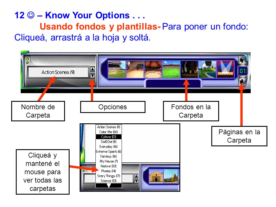 Cliqueá y mantené el mouse para ver todas las carpetas
