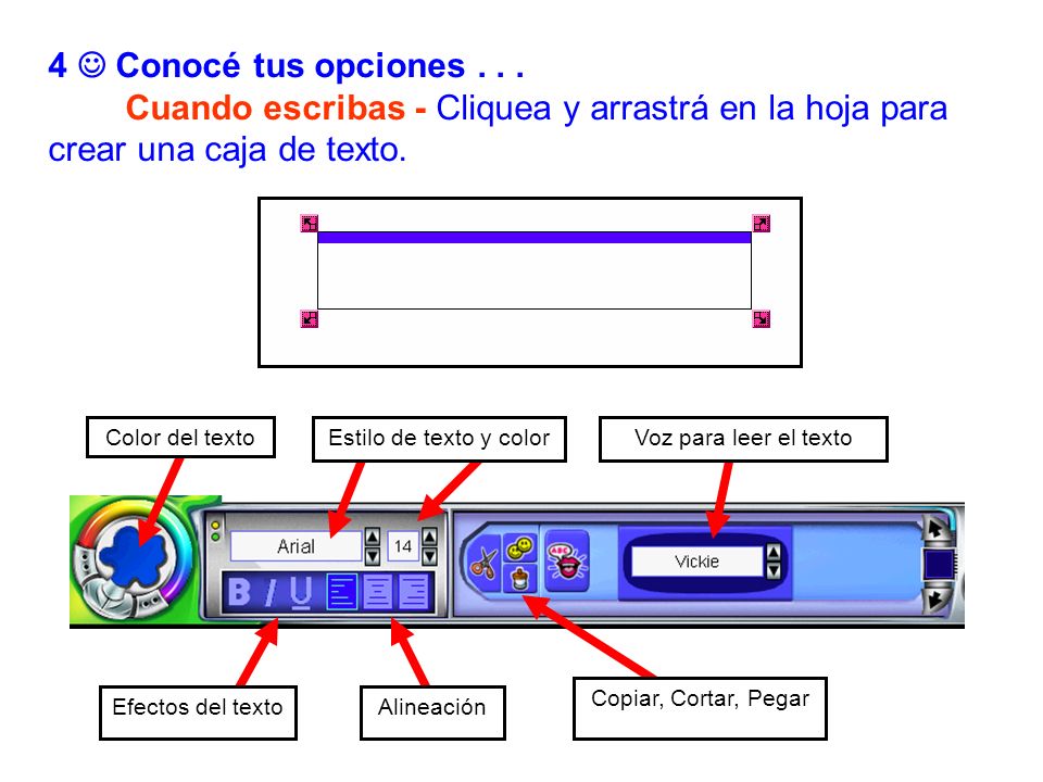 4  Conocé tus opciones Cuando escribas - Cliquea y arrastrá en la hoja para crear una caja de texto.