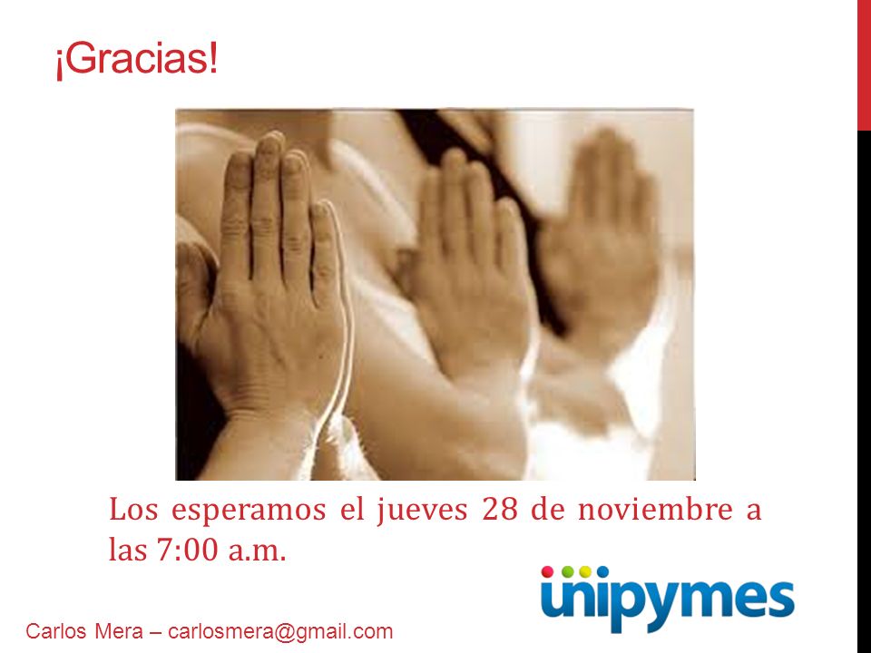 ¡Gracias! Los esperamos el jueves 28 de noviembre a las 7:00 a.m.