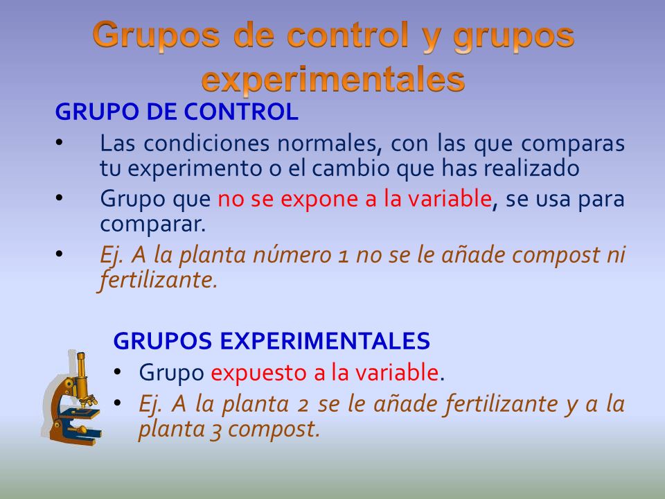 Grupos de control y grupos experimentales