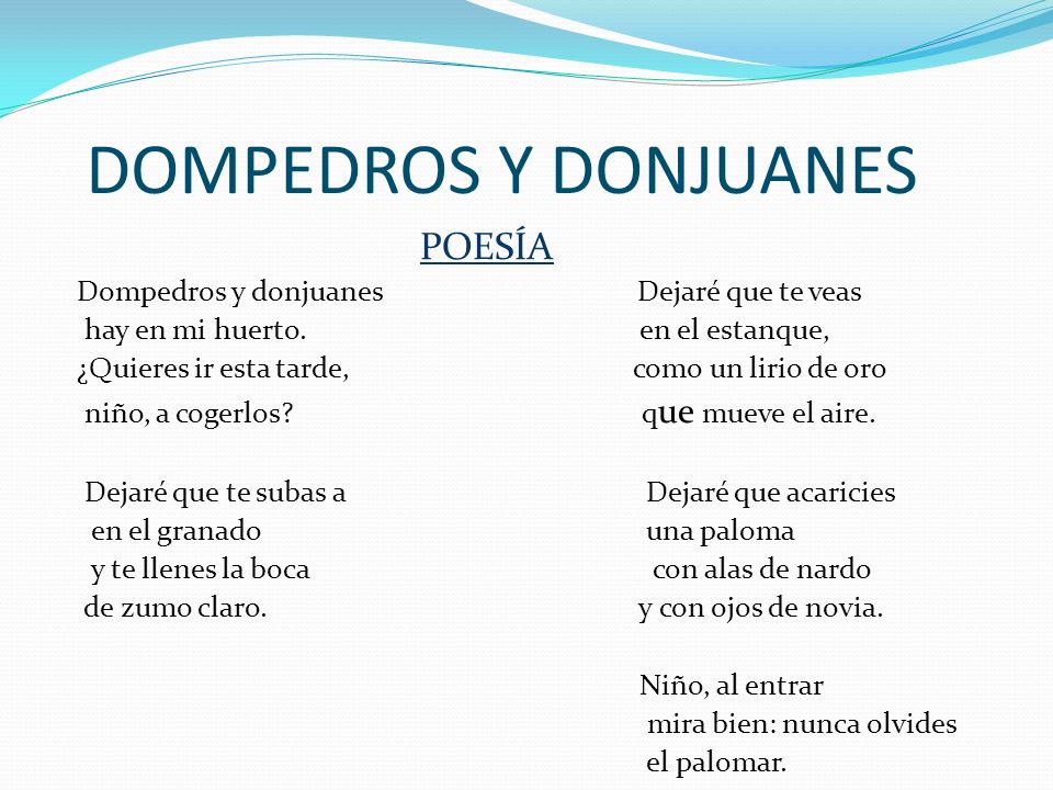DOMPEDROS Y DONJUANES POESÍA Dompedros y donjuanes Dejaré que te veas