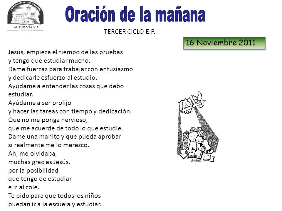Oración de la mañana 16 Noviembre 2011 TERCER CICLO E.P.