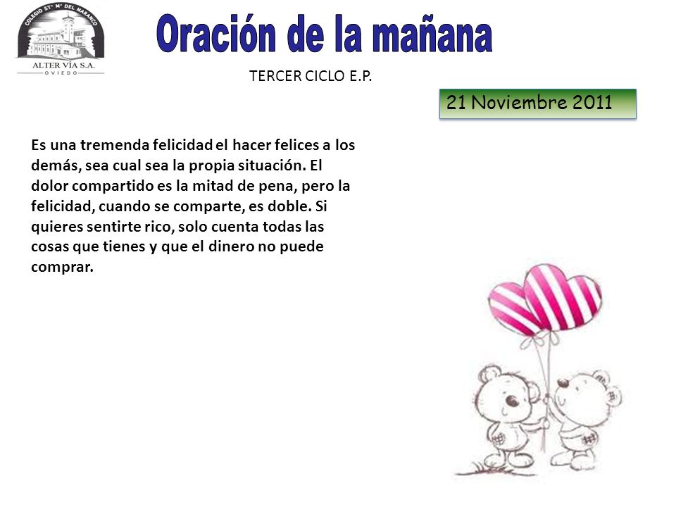Oración de la mañana 21 Noviembre 2011 TERCER CICLO E.P.