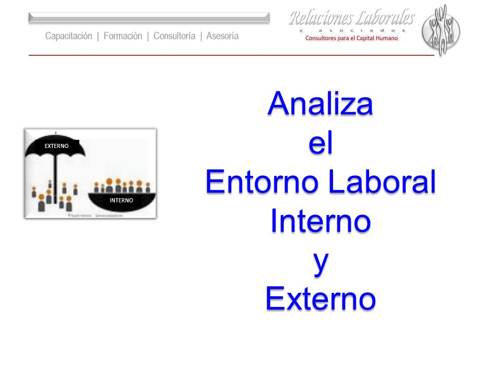 Analiza el Entorno Laboral Interno y Externo INTERNO EXTERNO