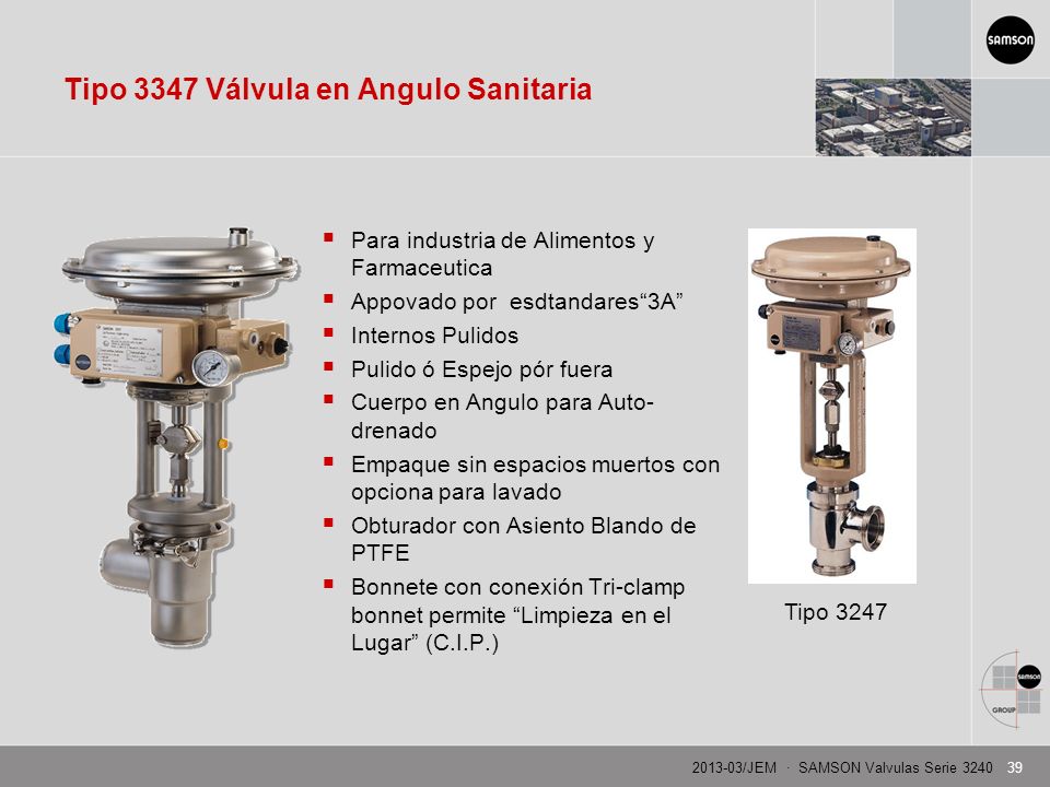 Tipo 3347 Válvula en Angulo Sanitaria