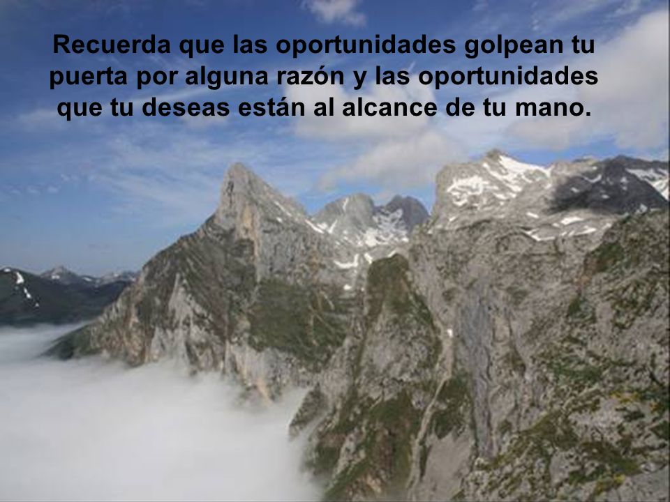 Recuerda que las oportunidades golpean tu puerta por alguna razón y las oportunidades que tu deseas están al alcance de tu mano.