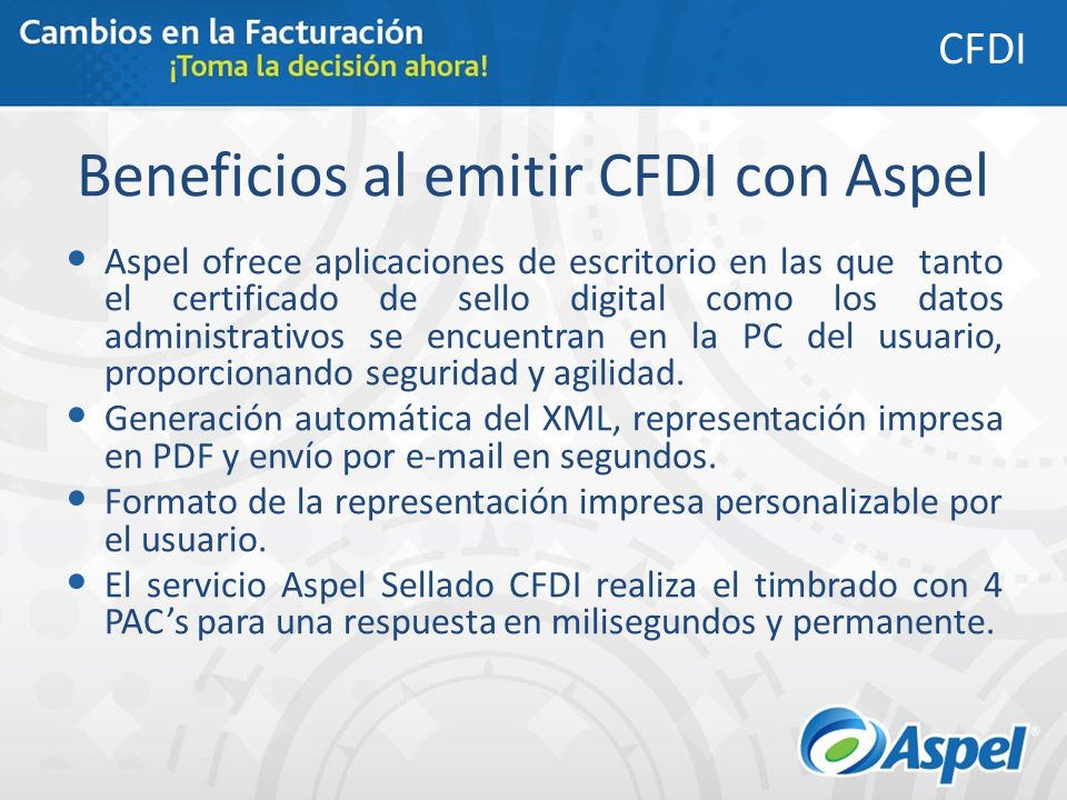 Beneficios al emitir CFDI con Aspel