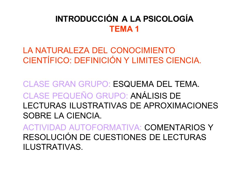 INTRODUCCIÓN A LA PSICOLOGÍA TEMA 1