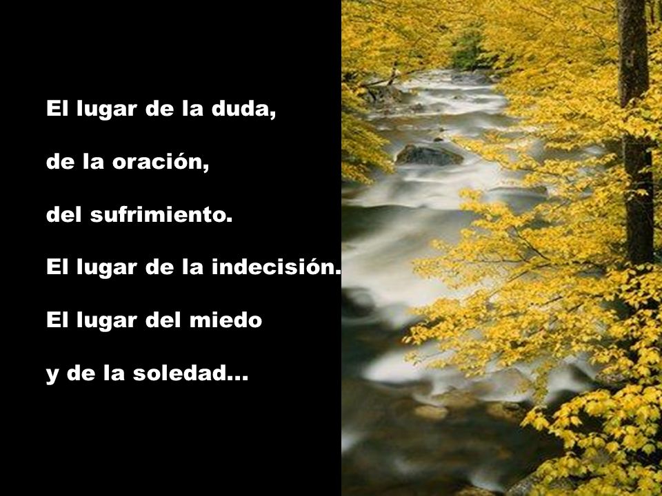 El lugar de la duda, de la oración, del sufrimiento. El lugar de la indecisión. El lugar del miedo.