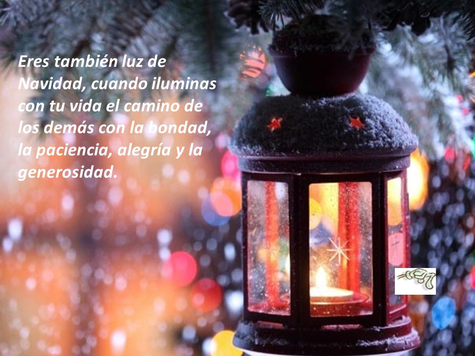 Eres también luz de Navidad, cuando iluminas con tu vida el camino de los demás con la bondad, la paciencia, alegría y la generosidad.