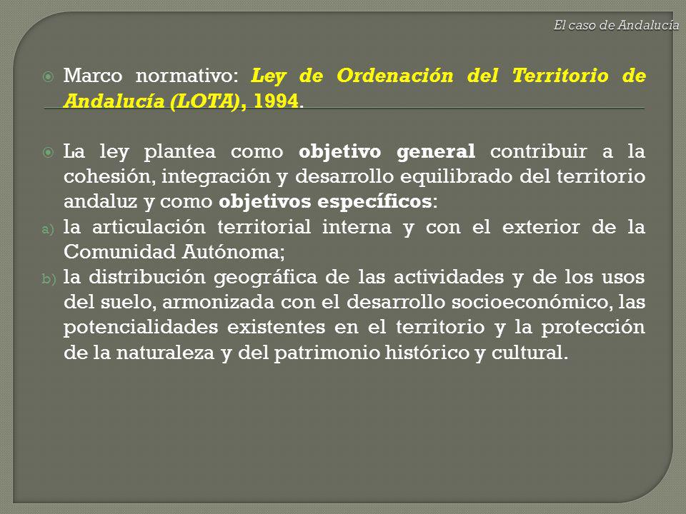 El caso de Andalucía Marco normativo: Ley de Ordenación del Territorio de Andalucía (LOTA),