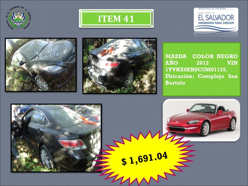 ITEM 41 MAZDA COLOR NEGRO AÑO 2012 VIN 1YVHZ8EH8C5M01125.