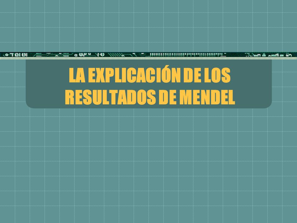 LA EXPLICACIÓN DE LOS RESULTADOS DE MENDEL