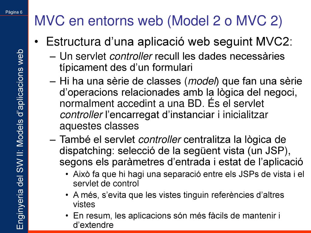 MVC en entorns web (Model 2 o MVC 2)