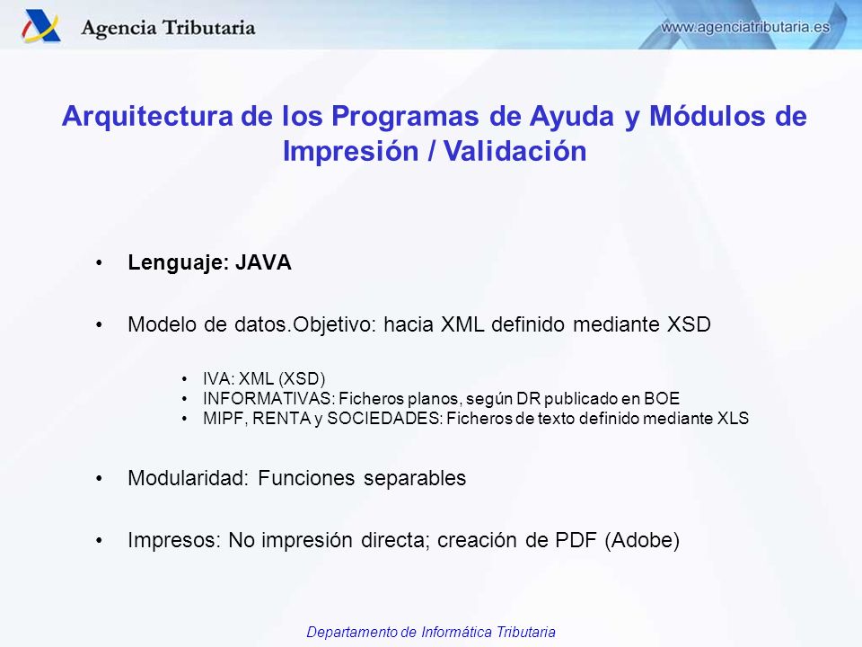Arquitectura de los Programas de Ayuda y Módulos de Impresión / Validación
