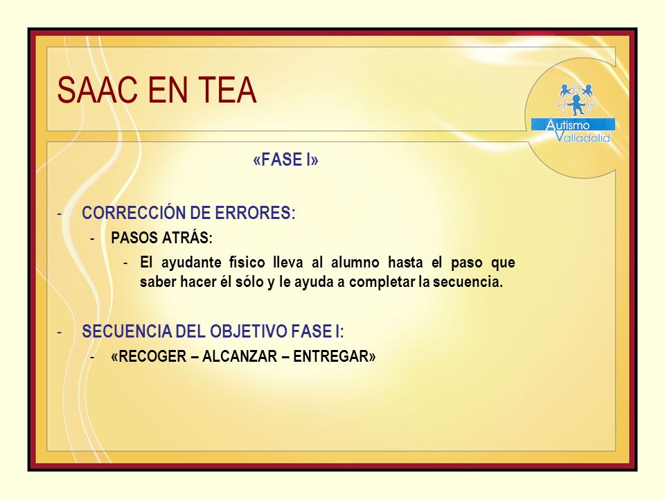 SAAC EN TEA «FASE I» CORRECCIÓN DE ERRORES: