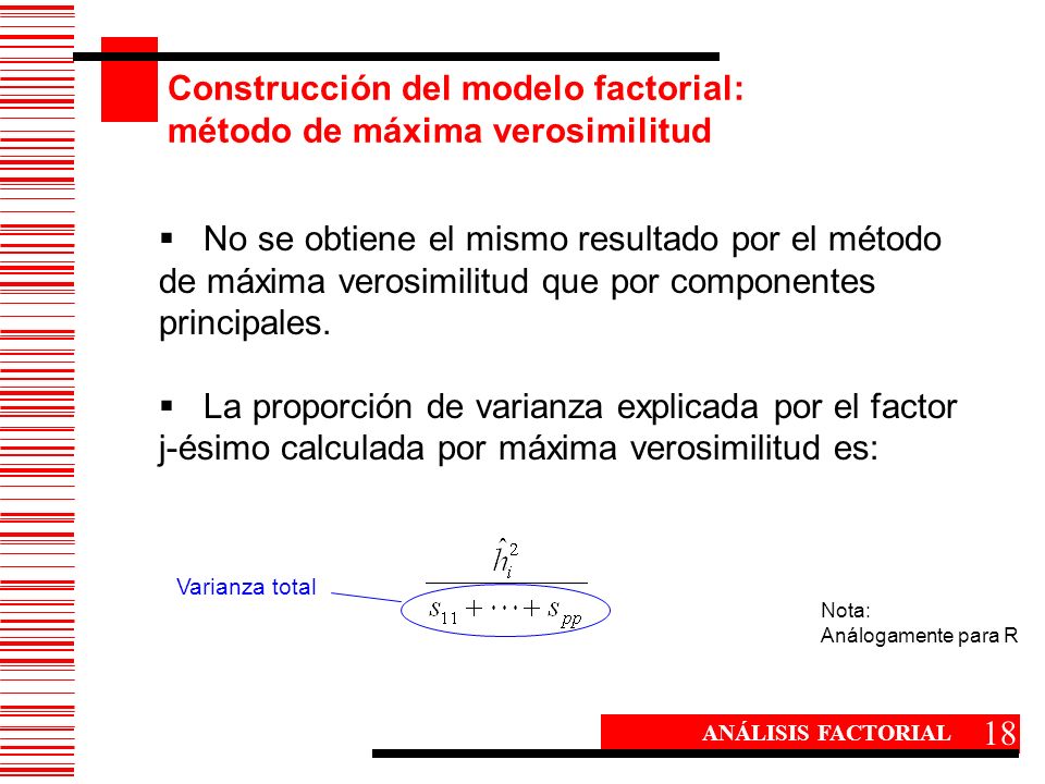 Construcción del modelo factorial: método de máxima verosimilitud
