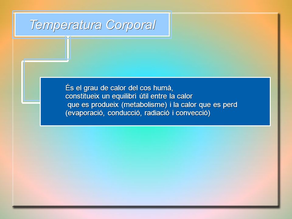 Temperatura Corporal És el grau de calor del cos humà,