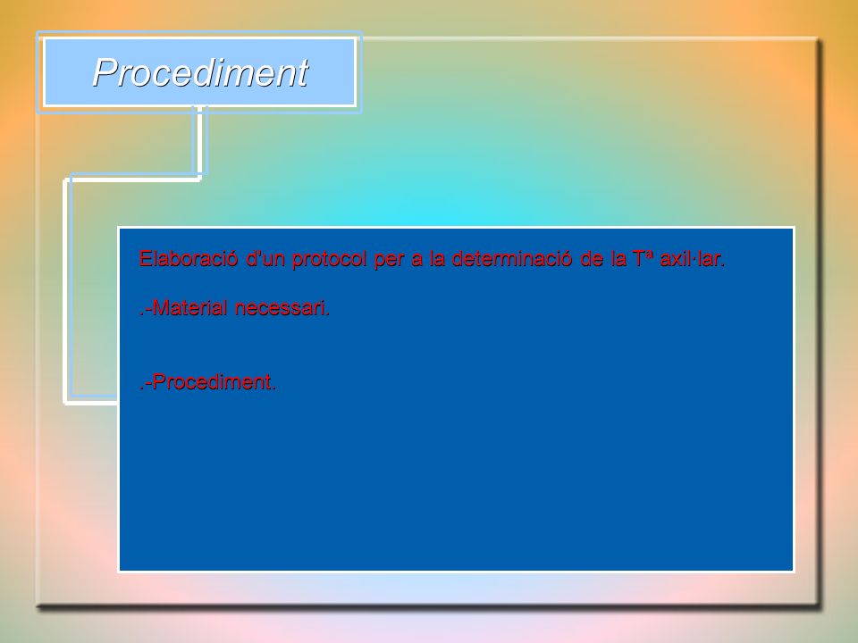 Procediment Elaboració d un protocol per a la determinació de la Tª axil·lar. .-Material necessari.