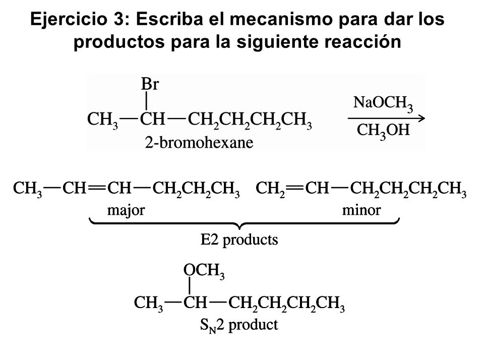 Ejercicio 3: Escriba el mecanismo para dar los productos para la siguiente reacción