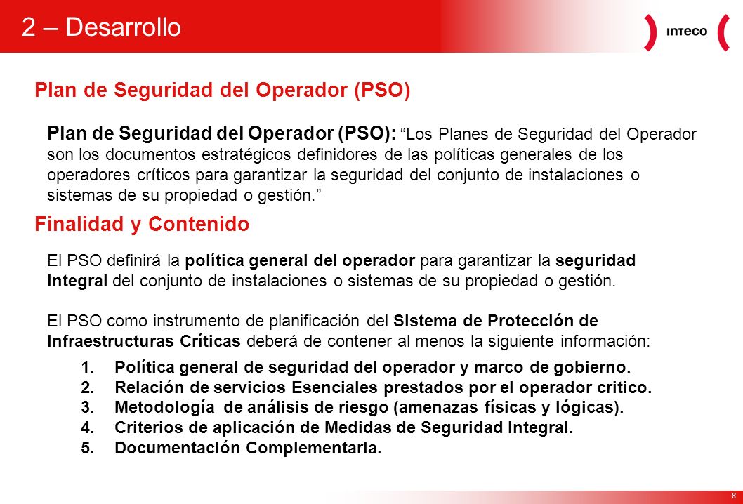 2 – Desarrollo Plan de Seguridad del Operador (PSO)