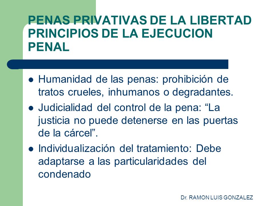 PENAS PRIVATIVAS DE LA LIBERTAD PRINCIPIOS DE LA EJECUCION PENAL