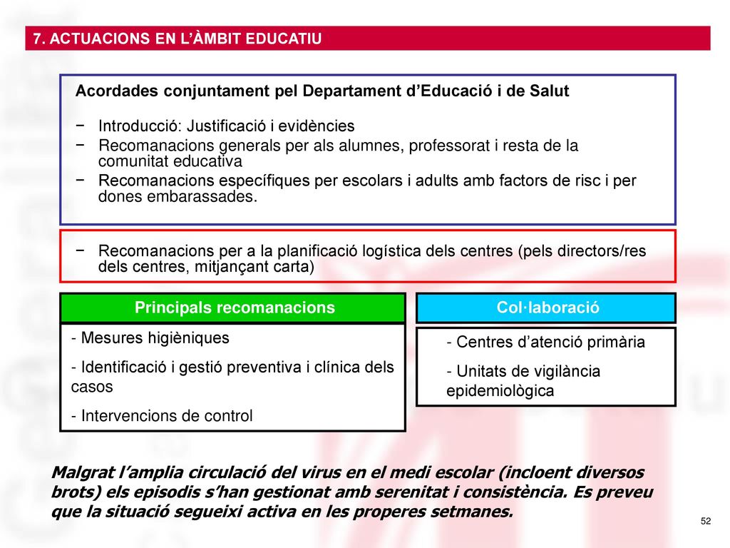 Acordades conjuntament pel Departament d’Educació i de Salut