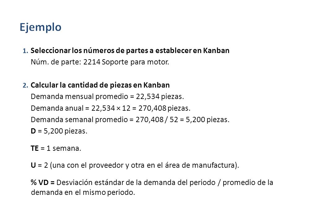 Ejemplo Seleccionar los números de partes a establecer en Kanban