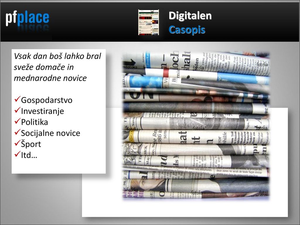 Digitalen Casopis. Vsak dan boš lahko bral sveže domače in mednarodne novice. Gospodarstvo. Investiranje.