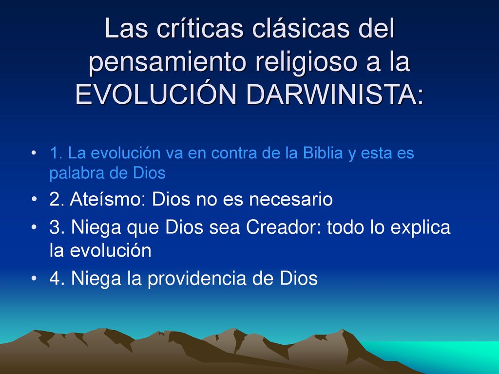 Las críticas clásicas del pensamiento religioso a la EVOLUCIÓN DARWINISTA: