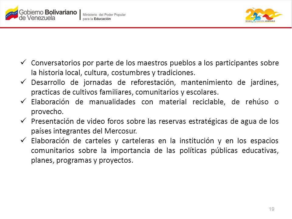 Conversatorios por parte de los maestros pueblos a los participantes sobre la historia local, cultura, costumbres y tradiciones.