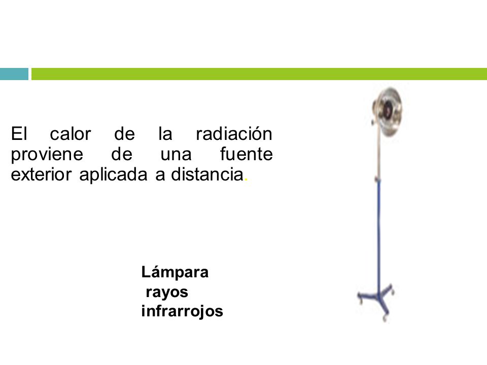 El calor de la radiación proviene de una fuente exterior aplicada a distancia.