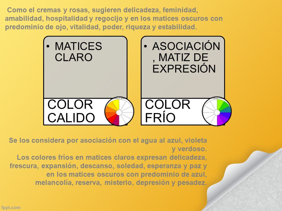 COLOR CALIDO COLOR FRÍO MATICES CLARO ASOCIACIÓN , MATIZ DE EXPRESIÓN